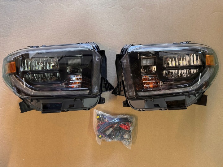 фото №14, Toyota tundra 2014-2018 фара лампи чорні ліва + права комплект з led vland