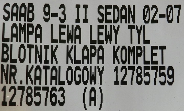 фото №10, Saab 9-3 ii 02-07 sedan лампа ліва лівий зад 12785759 12785763 комплект