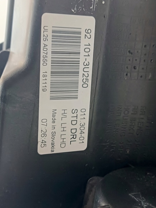 фото №7, Лампа левый перед eu led kia sportage iii 3 2010- 92101-3u250