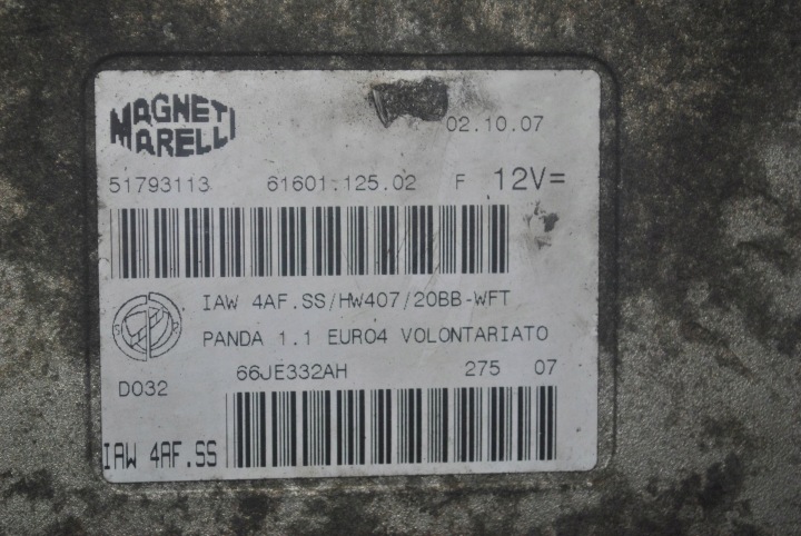 фото №7, Блок керування двигуном (ecu) fiat panda ii 51793113