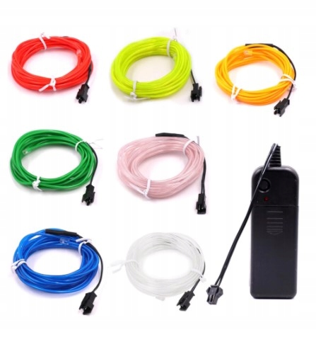 фото №8, 5m оптоволокно el wire led лента лента освещение кабины цвета батареи aa