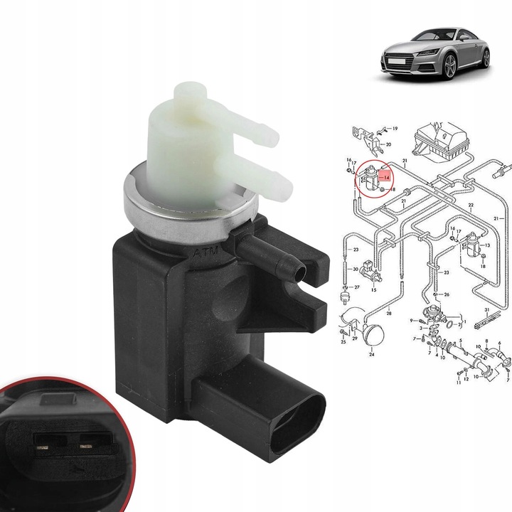 фото №9, Электроклапан конвертер вакуум турбины audi seat skoda vw tdi 1.9 2.0