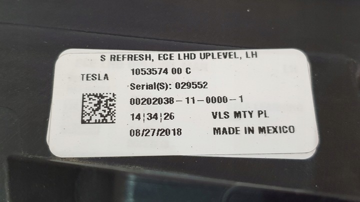 фото №10, Лампа передня ліва перед фара tesla s рестайлінг 1053574-00-c