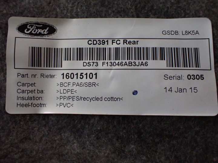 фото №8, Покрытие пол зад ford mondeo mk5 15 универсал европа ds73f13046ab 693'