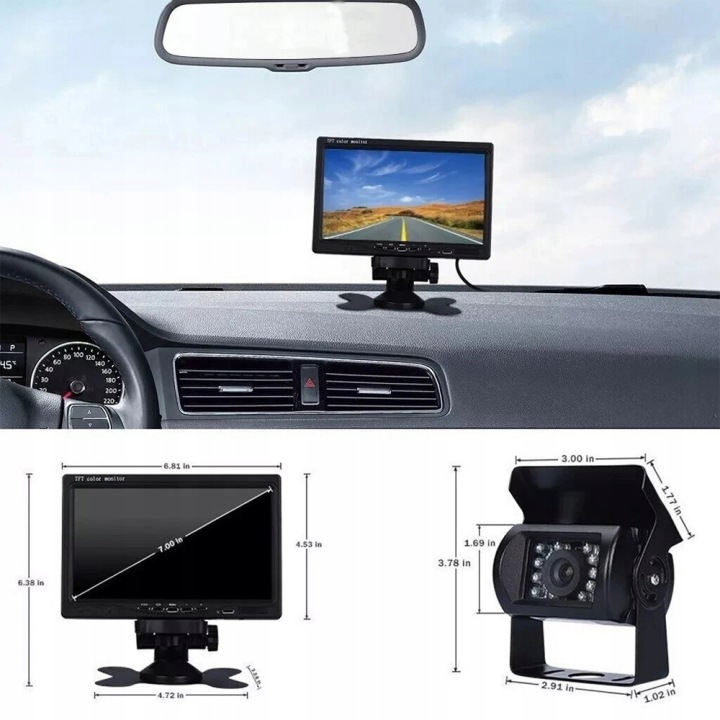 фото №5, Камера заднього ходу монітор 7дюймовий tft lcd автобус 10m 12v/24v тримач