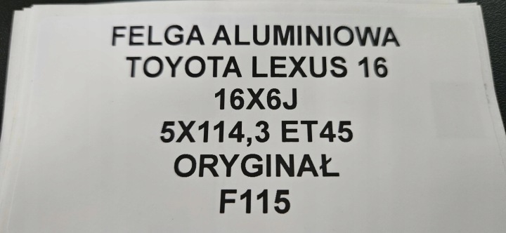фото №11, Алюминиевый диск toyota lexus r16 16x6j 5x114,3
