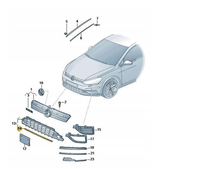 фото №1, Vw golf vii планка бампера передней хром 5g0853101b aso оригинал новая !