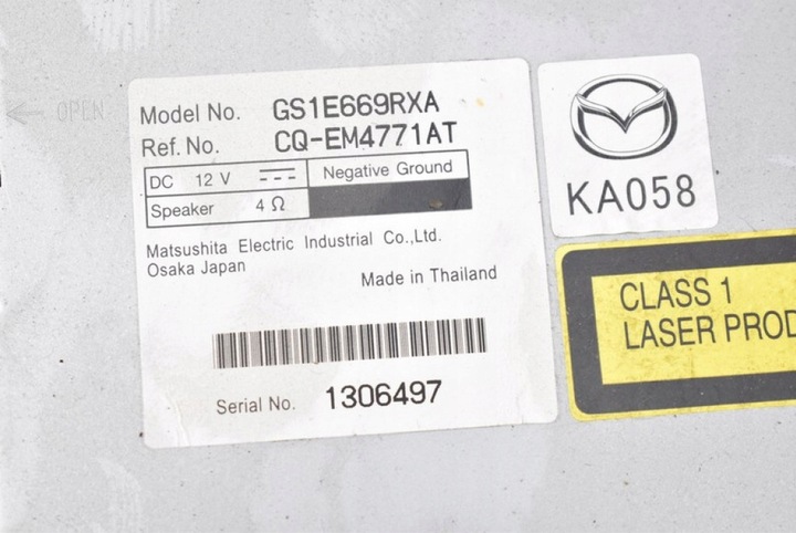 фото №6, Радіо радіопрогравач cd mp3 rds gs1e669rxa mazda 6 2 ii gh 07-12