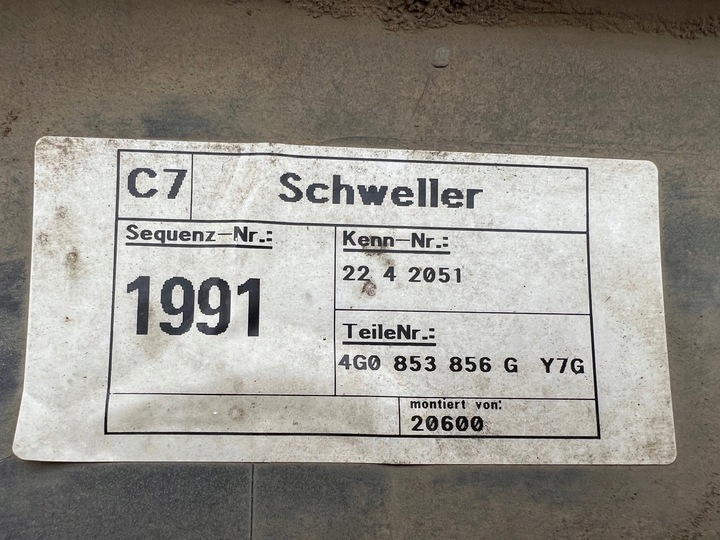 фото №8, Audi a6 c7 ly7g планка накладка пороговая правая порог правые 4g0853856g