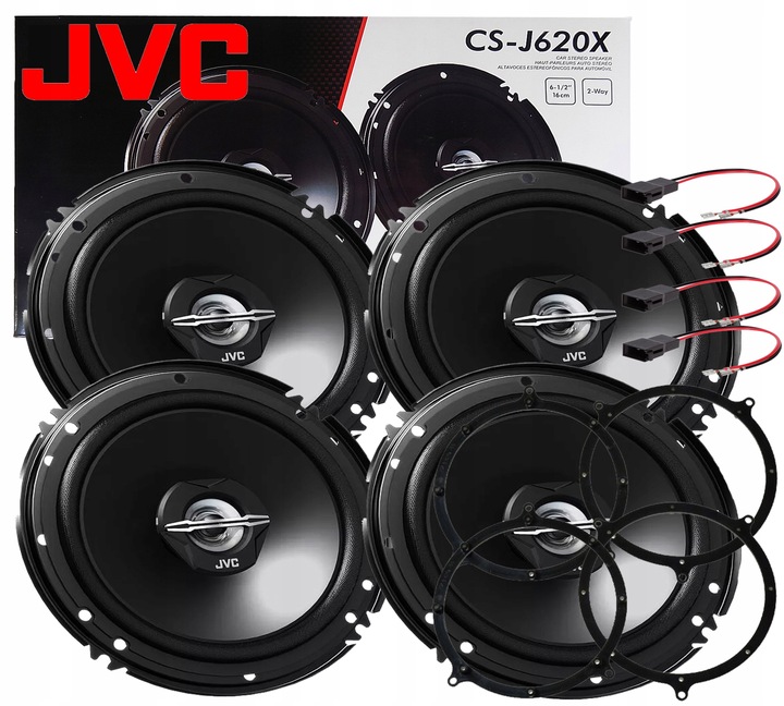 фото №1, Jvc динамики двухполосные 4 szt do audi a6 c5 перед + зад адаптеры