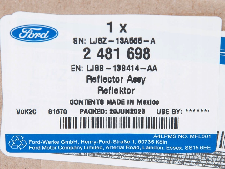 фото №15, Premium mustang mach e 2021- відбивач бампера зад права накладка червона 21-