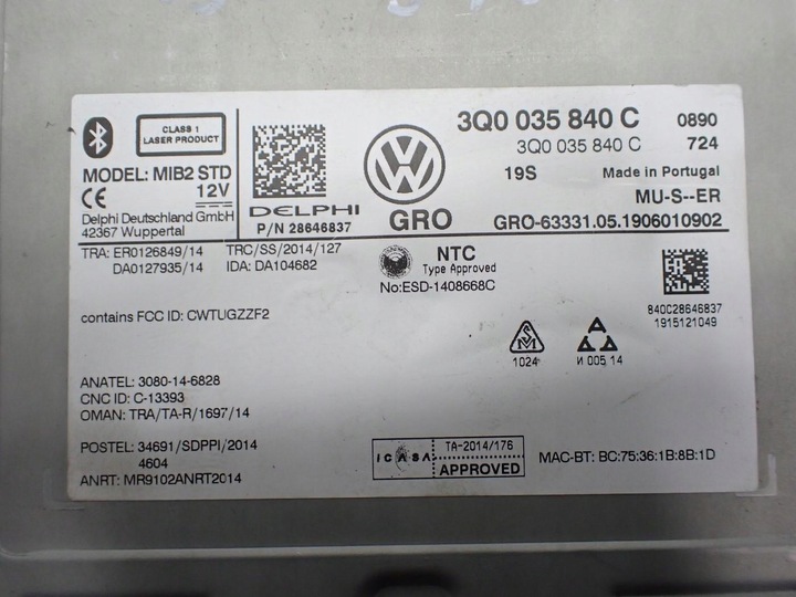 фото №12, Навігація навігація радіо дисплей 3q0035840c 5g6919605a vw golf vii 7 19r