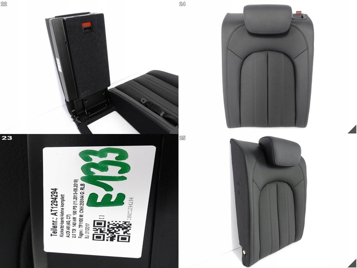 фото №8, Audi a6 4g0 c7 рестайлінг 14-18 комплект сидінь чорна шкіра вентильовані перед зад