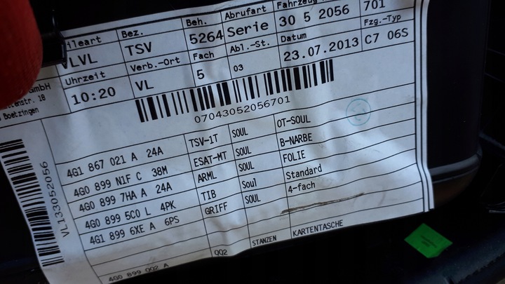 фото №14, A6 c7 4g боковина дверь левый перед кожа ambiente