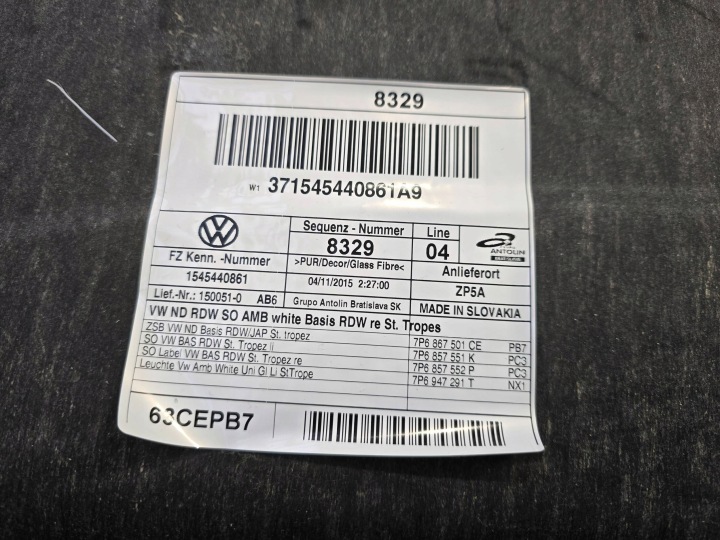 фото №8, Vw touareg ii 7p стеля сірий 7p6867501 15r.