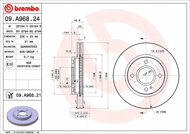 фото №2, Диски гальмівні вентиляційний отвір. brembo do ford ka+ 1.2