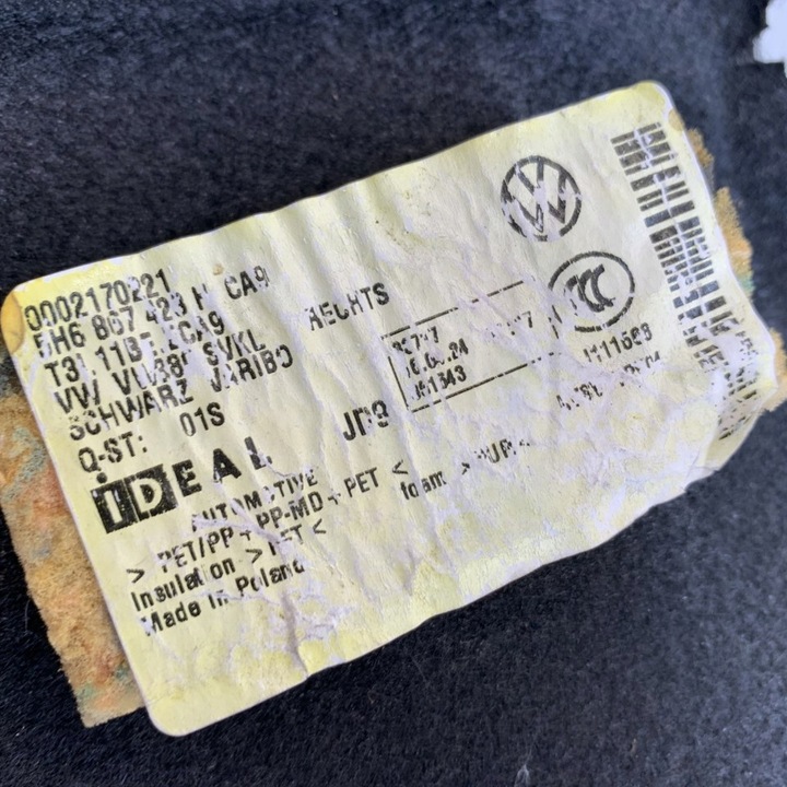 фото №13, Оббивка багажника обшивки підлога чорні vw golf 8 viii 5h хетчбек 24r