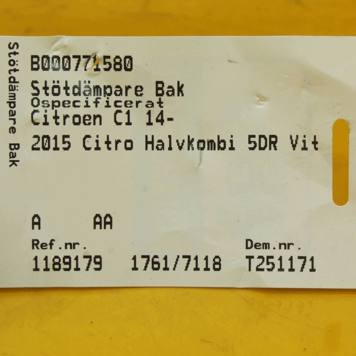 фото №15, Амортизатор зад заднє b000771580 citroen c1 toyota aygo 48530-0h040