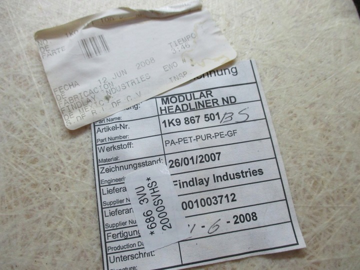 фото №5, Потолок vw golf 5 v 1k9 универсал