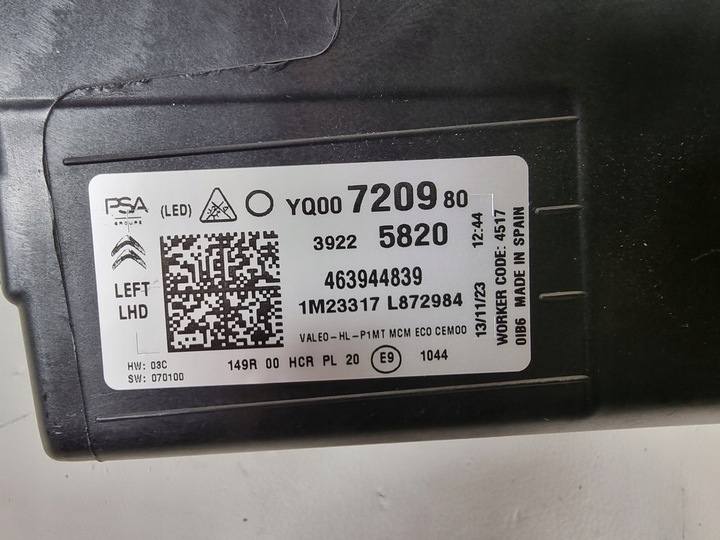 фото №11, Citroen c3 aircross рестайлинг лампа полный led vision левая перед передняя 39225820