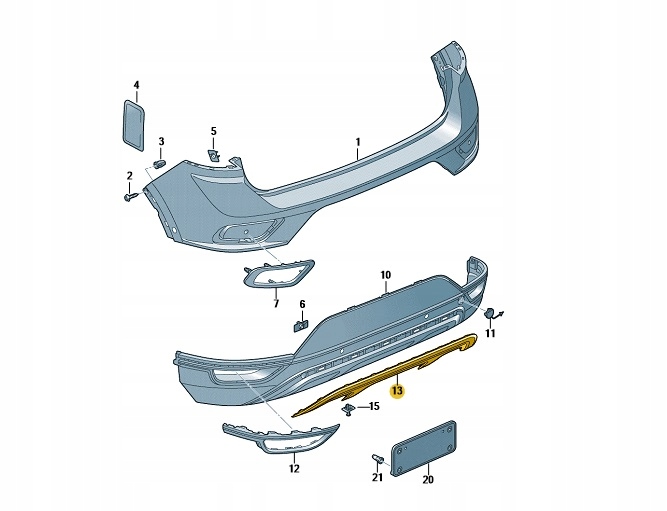 фото №1, Заслінка заднього бампера зад vw t-roc oe: 2ga807725a2uc