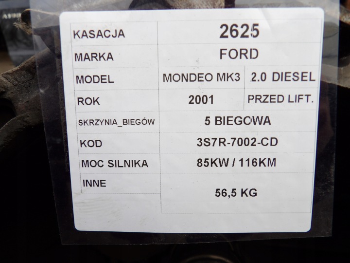 фото №7, Ford mondeo mk3 коробка передач 3s7r7002cd 85kw 116km