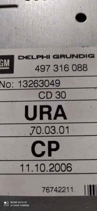 фото №4, 13263049 opel раскодированный радио радиопроигрыватель cd