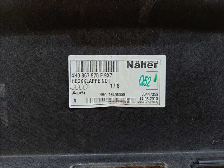 фото №3, Обивка крышки зад audi a8 s8 d4 4h0867975f 9x7