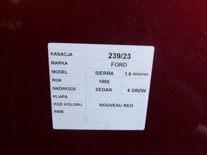 фото №6, Ford sierra 1992r кришка багажника sedan колір nouveau red