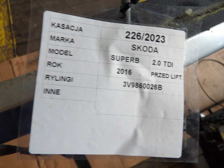 фото №7, Рейлінги дахові skoda superb iii комплект рейлінг 3v9860025b