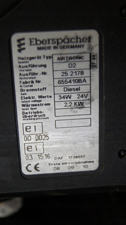 фото №2, Вебасто eberspacher d2 24v man daf iveco