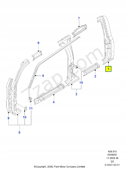 фото №6, Плита - стійка "b" - зовнішня ford ranger 2009-2012 es 1446942