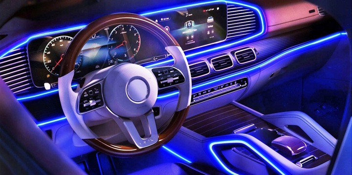 фото №14, Оптоволокно led do автомобиля elwire освещение rgb фоновый app блютуз 6m