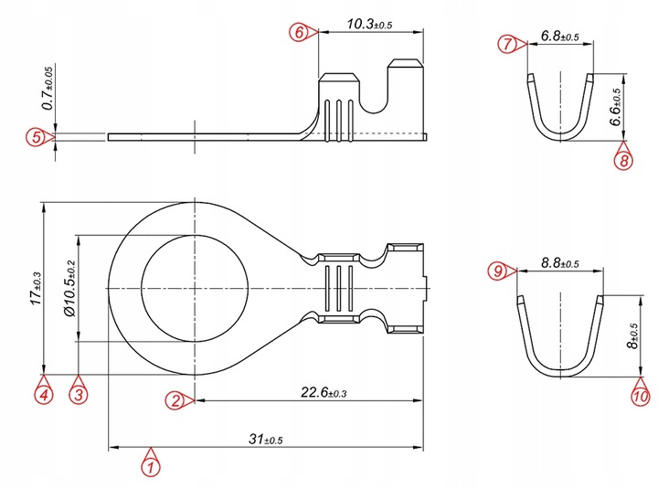 фото №2, Коннектор oczkowy m10 fi10 кабель 4,0-8,0 mm2 100szt