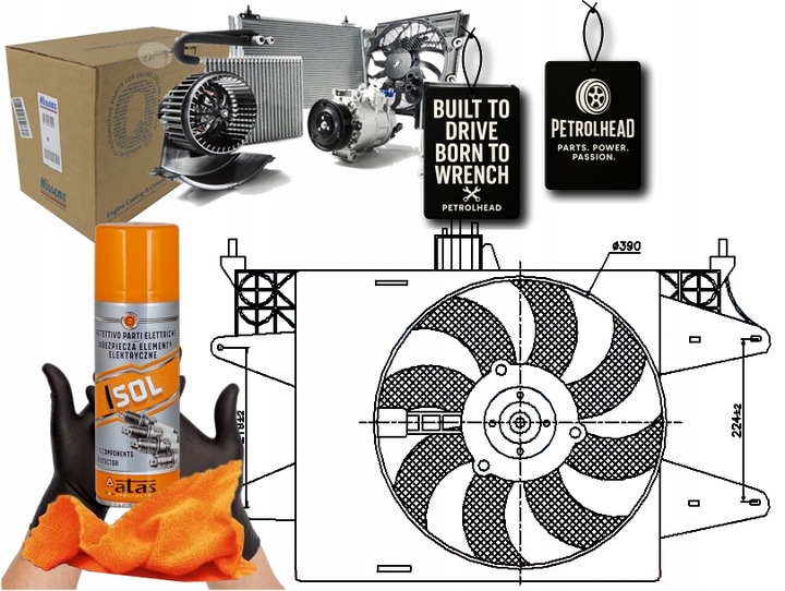 фото №1, Вентилятор радиатор з корпус fiat doblo doblo #petrolhead pro+ kit4