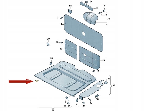 фото №4, Крепление зажим полки багажника l vw caddy 04-20