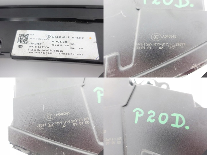 фото №12, Porsche taycan 9j1 лампа накладка led зад європа