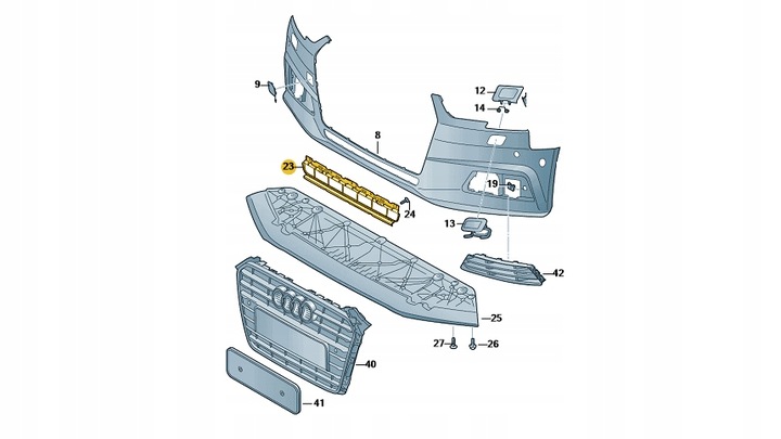 фото №14, Решітка бампера засіб нижній audi a4 b9 8w0807683b