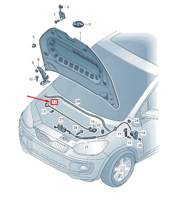 фото №8, Підтримка кришки двигуна vw up 12- vag 1s0823363f