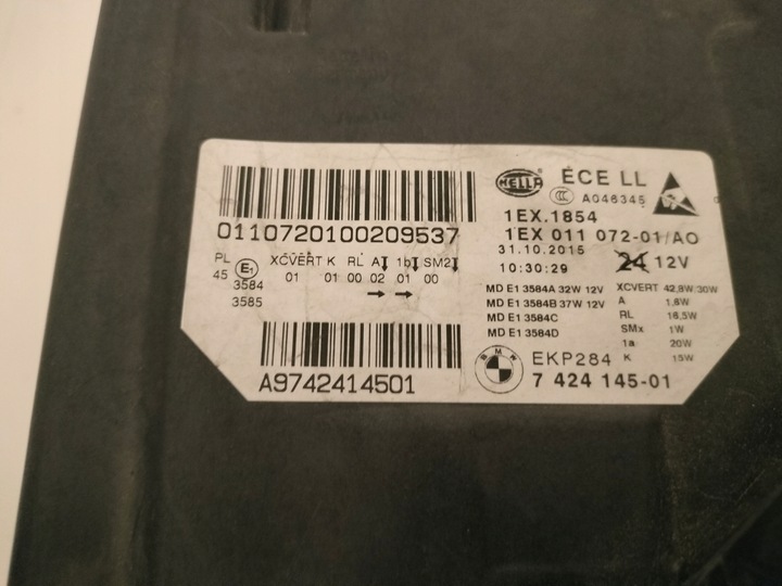 фото №9, Левая лампа фара левый полный led bmw 5 f10 f11lift адаптивный 7424145-01