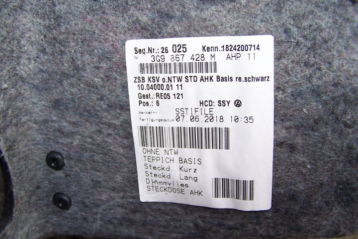 фото №7, Vw passat b8 боковина оббивка багажника 3g9867428
