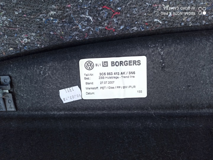 фото №6, Полиця багажника зад sedan passat b7 3c5863413ak