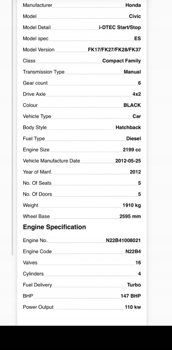 фото №12, Двигатель комплектный honda 2.2 n22b4 n22 film video 2012 civic 150km