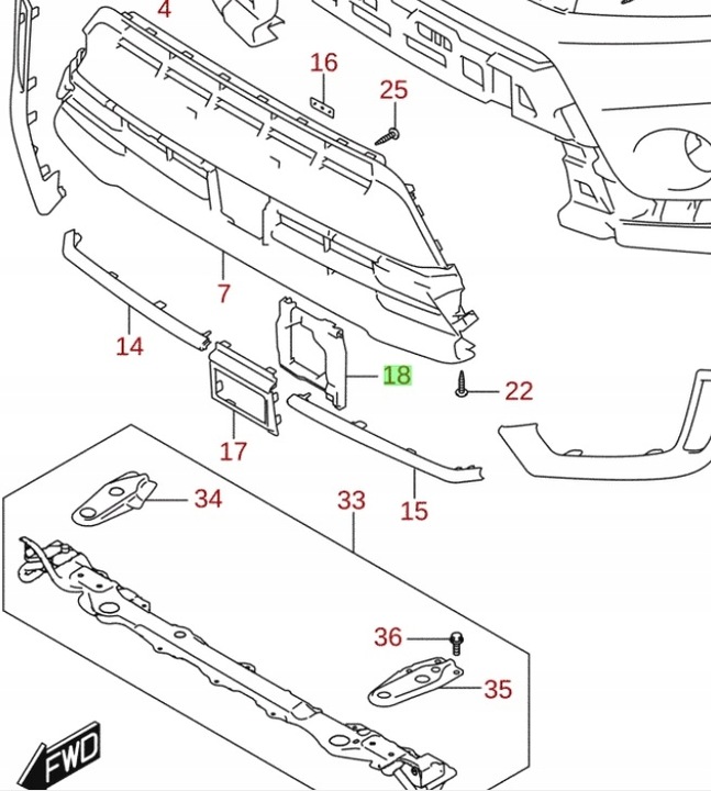 фото №3, Suzuki vitara 2018 - рамка радара wew. po рестайлинг