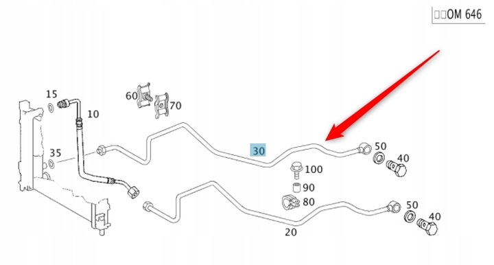 фото №1, Шланг масляний asb mercedes w203 праві