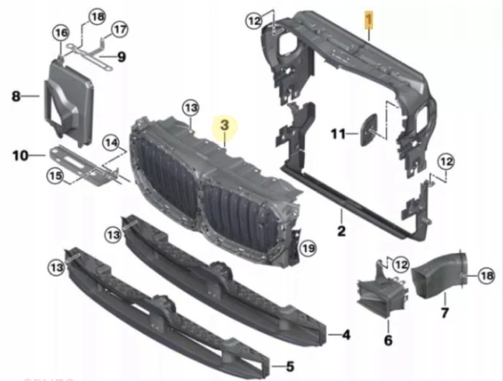фото №12, Kpl руль воздуха жалюзи впуск канал + двигатель + решётки радиатора bmw x5 g05