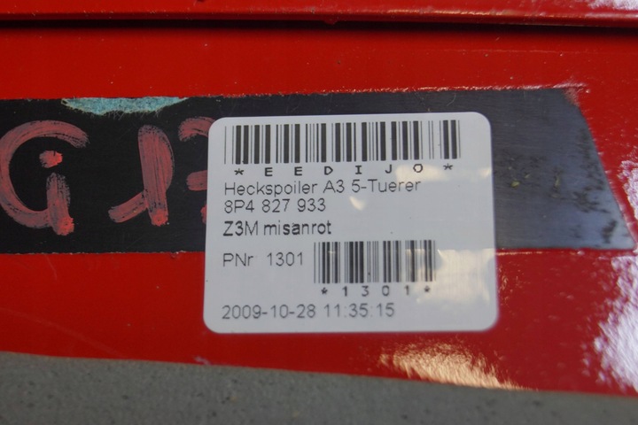 фото №14, Audi a3 8p рестайлінг s-line спойлер спойлер кришки зад 8p4827933 w51