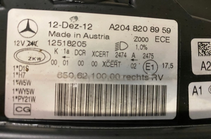 фото №6, Mercedes glk a2048207459 a2048208959 фара лампы bi ксенон org jak новое