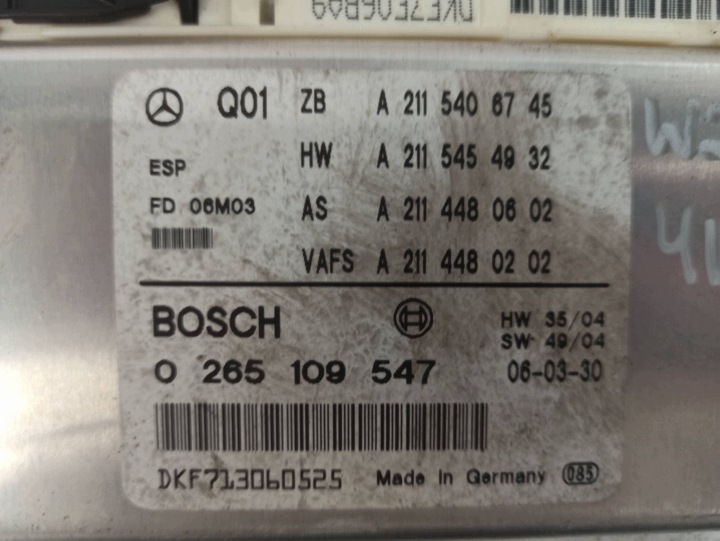 фото №6, Mercedes w219 модуль модуль управления abs 0265109547