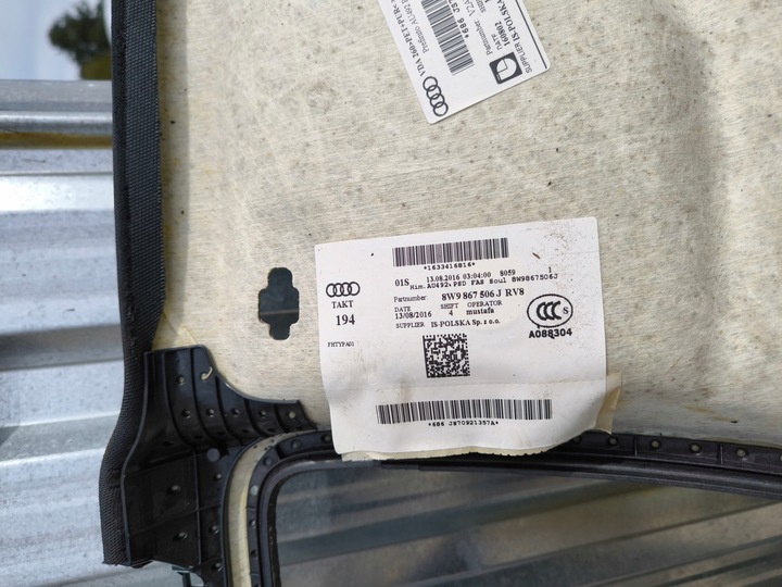 фото №16, Потолок audi a4 b9 s line avant универсал 8w9867506j rv8 панорама